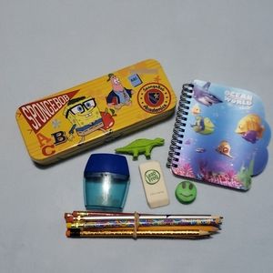7 pc School supplies stationary lot SpongeBob